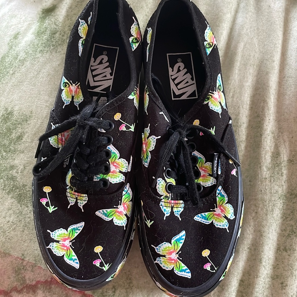 Vans black butterfly glow-in-the-dark flatform platform sneakers
